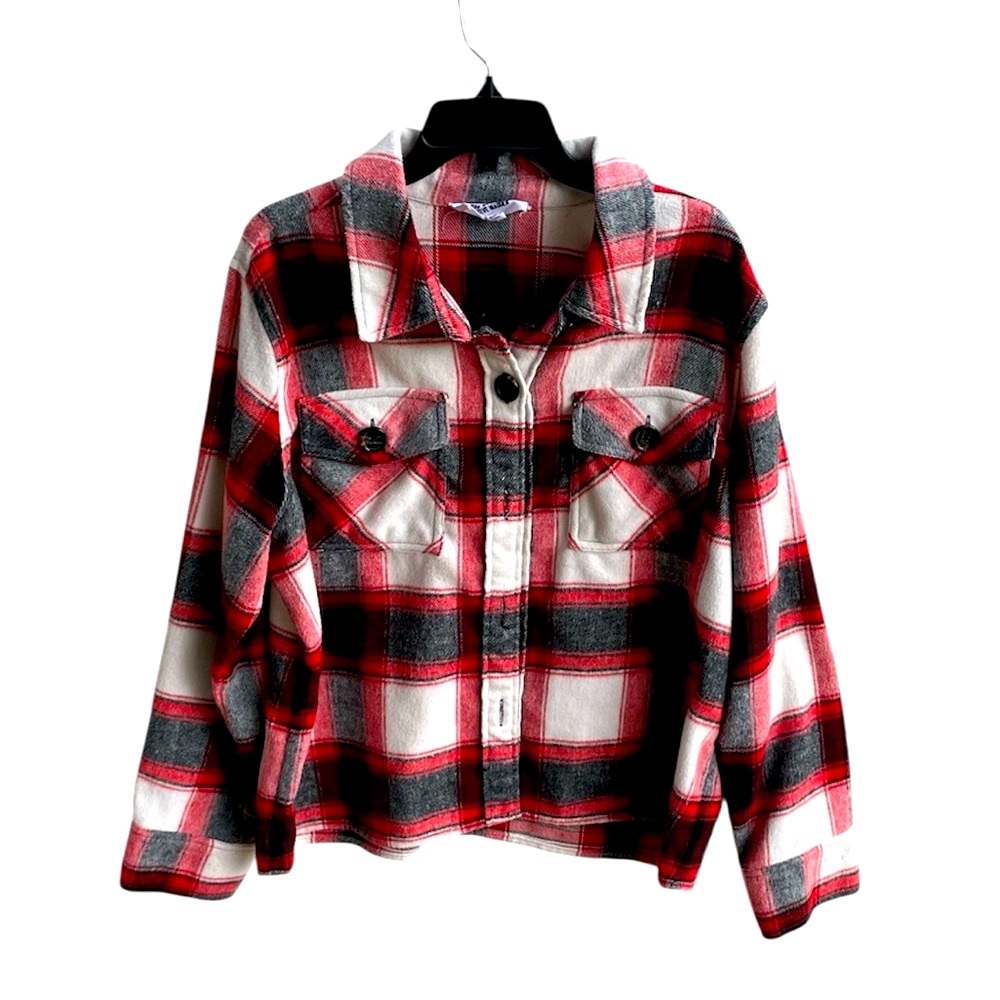 BB DAKOTA Steve Madden Women's Button Down Plaid Shacket Size XXL